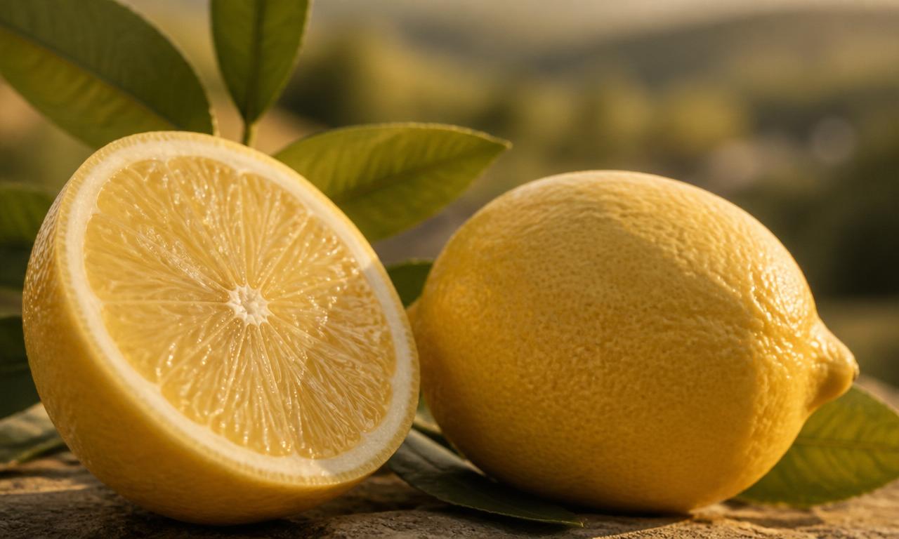 Scorza di limone con gocce di olio essenziale